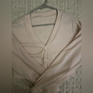 light pink cropped cardigan